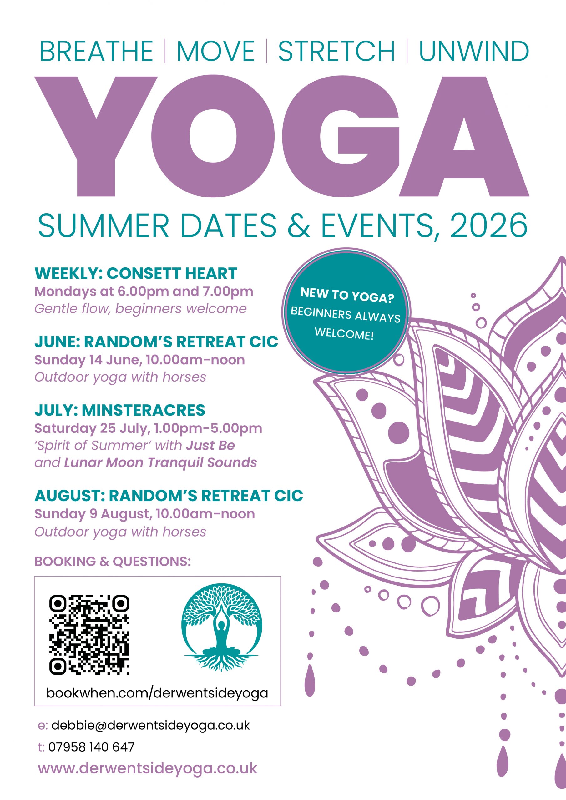 Derwentside yoga events 2026